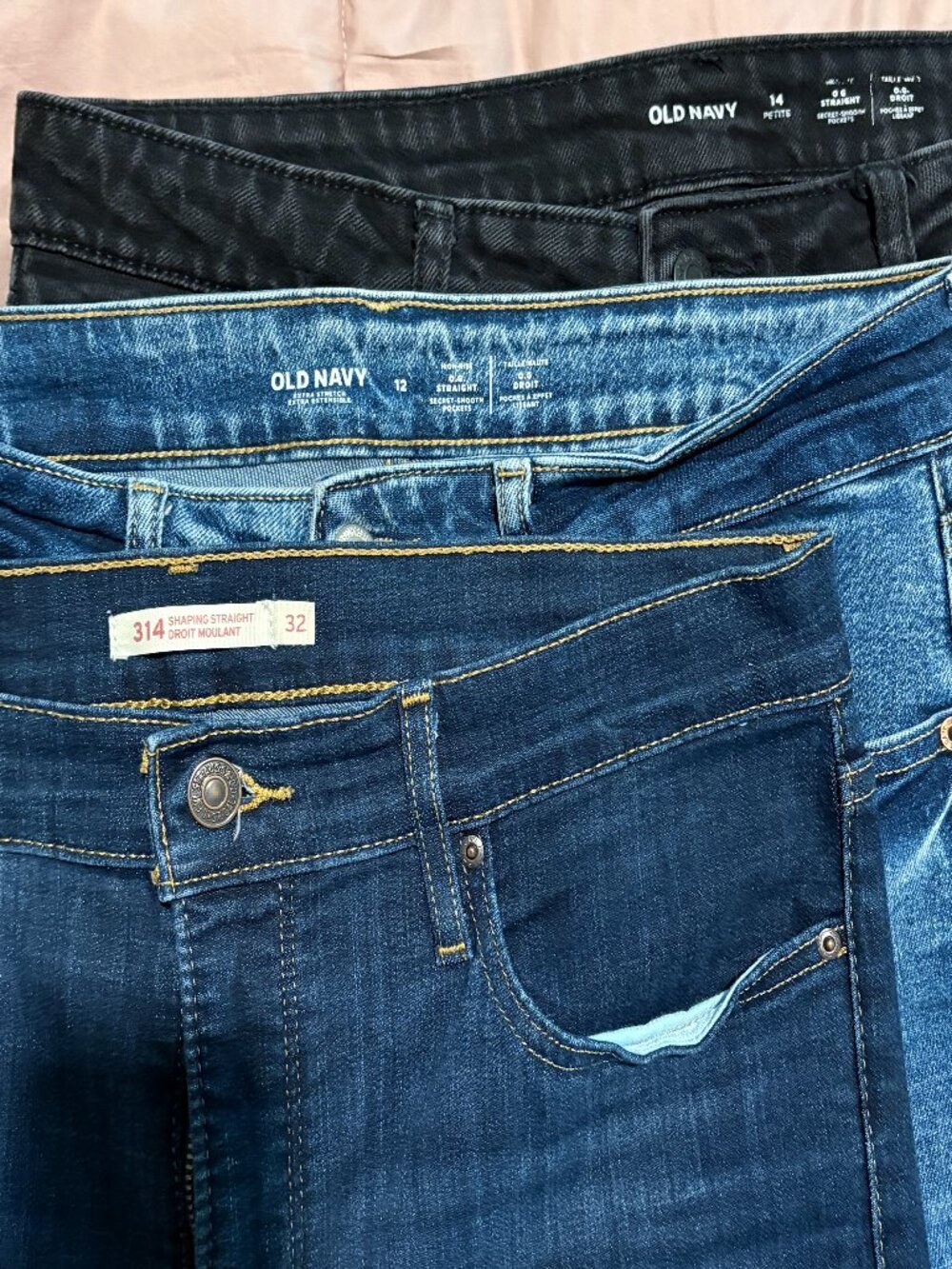 Bundle Lot of Straight Leg Jeans Old Navy Levis | Size 14, 12, and 32